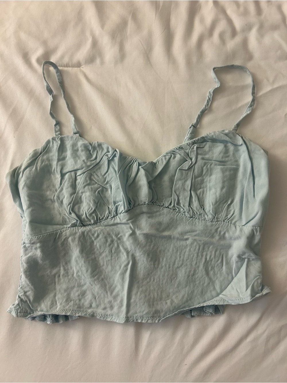 La Hearts Light Blue Cropped Cami with Adjustable Straps